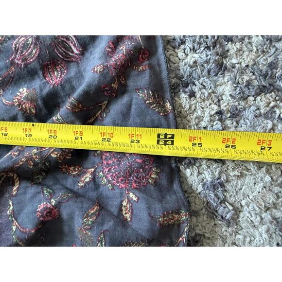 Boho Floral Embroidered Lace Peasant Blouse Gray Long Sleeve Festival Top XS - Picture 8 of 8